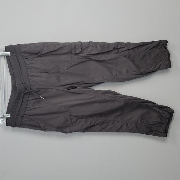 The North Face Pull On Ribbed Drawstring Waist Cropped Pants Gray - Picture 10 of 11